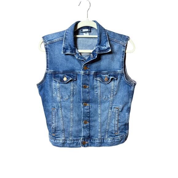 &Denim H&M Denim Blue Jean Cropped Vest Jacket Size S - Picture 1 of 8